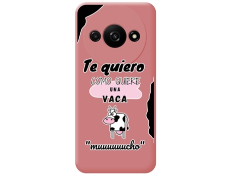 Funda Diseño Vaca para Xiaomi Redmi A3 TUMUNDOSMARTPHONE Silicona Líquida Rosa
