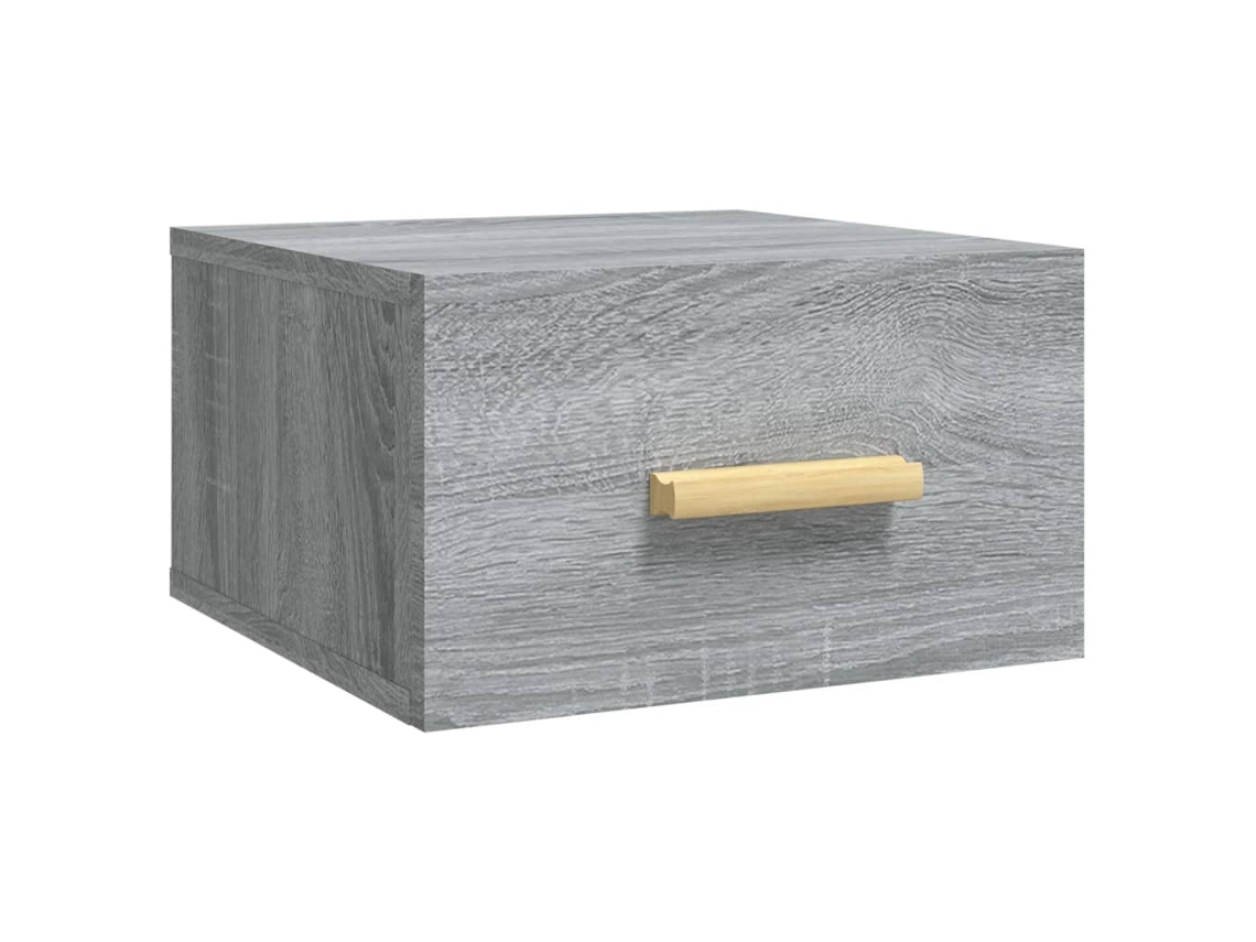 Mesita de noche de pared con cajón 35 x 35 x 20 cm madera Dingenierie gris Dec034327 Décoshop2