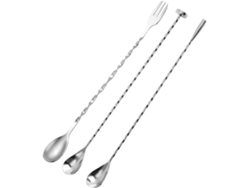 Juego De 3 Cucharas De Cóctel De Acero Inoxidable, Cuchara Mezcladora Larga Para Uso Doméstico.