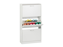 Sapateira Relaxdays, Axlxp: 116 X 60 X 24 Cm, Para 18 Pares, 3 Portas, Calçadeira Estreita, Móvel Branco Para Entrada