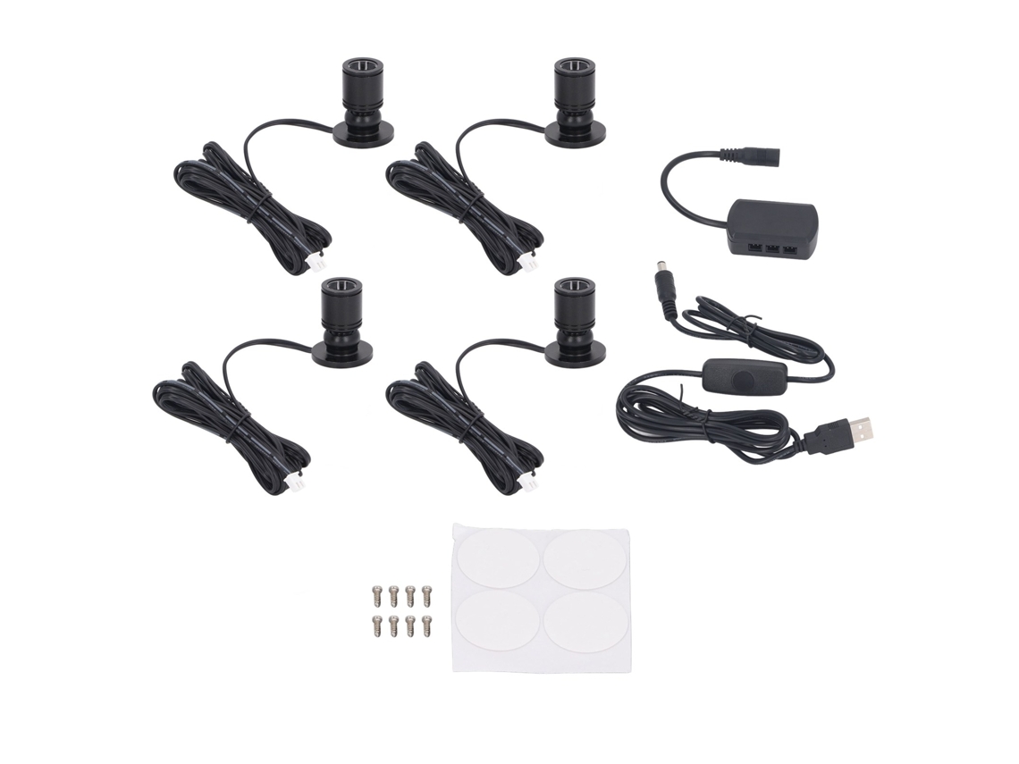 2026-4pcs Luces De Destello Led Dimmables Usb Mini Para Joyería, Vitrinas, Entradas, Luz Natural Negro 5v