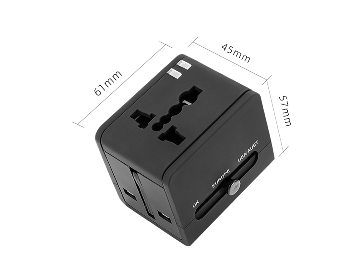Adaptador Universal De Viagem Para Carregamento Com 2 Portas Usb Para Eua Ue Reino Unido Austrália
