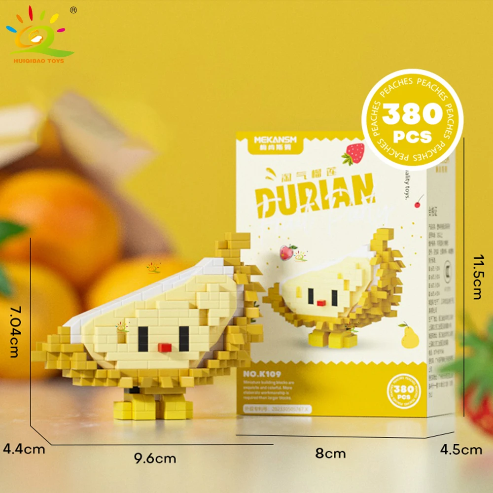 Miniaturas de frutas deliciosas y adorables en bloques de construcción 3D, modelo de diamante, juguete para armar.