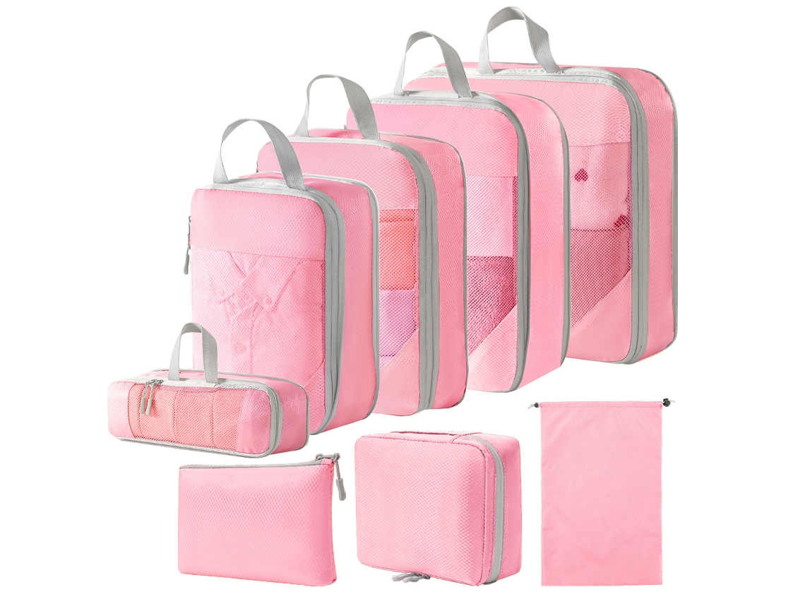 Juego de bolsas organizadoras para bolsos, con bolsa para dispositivos digitales y neceser, paquete de 8 EIFSON (rosa)