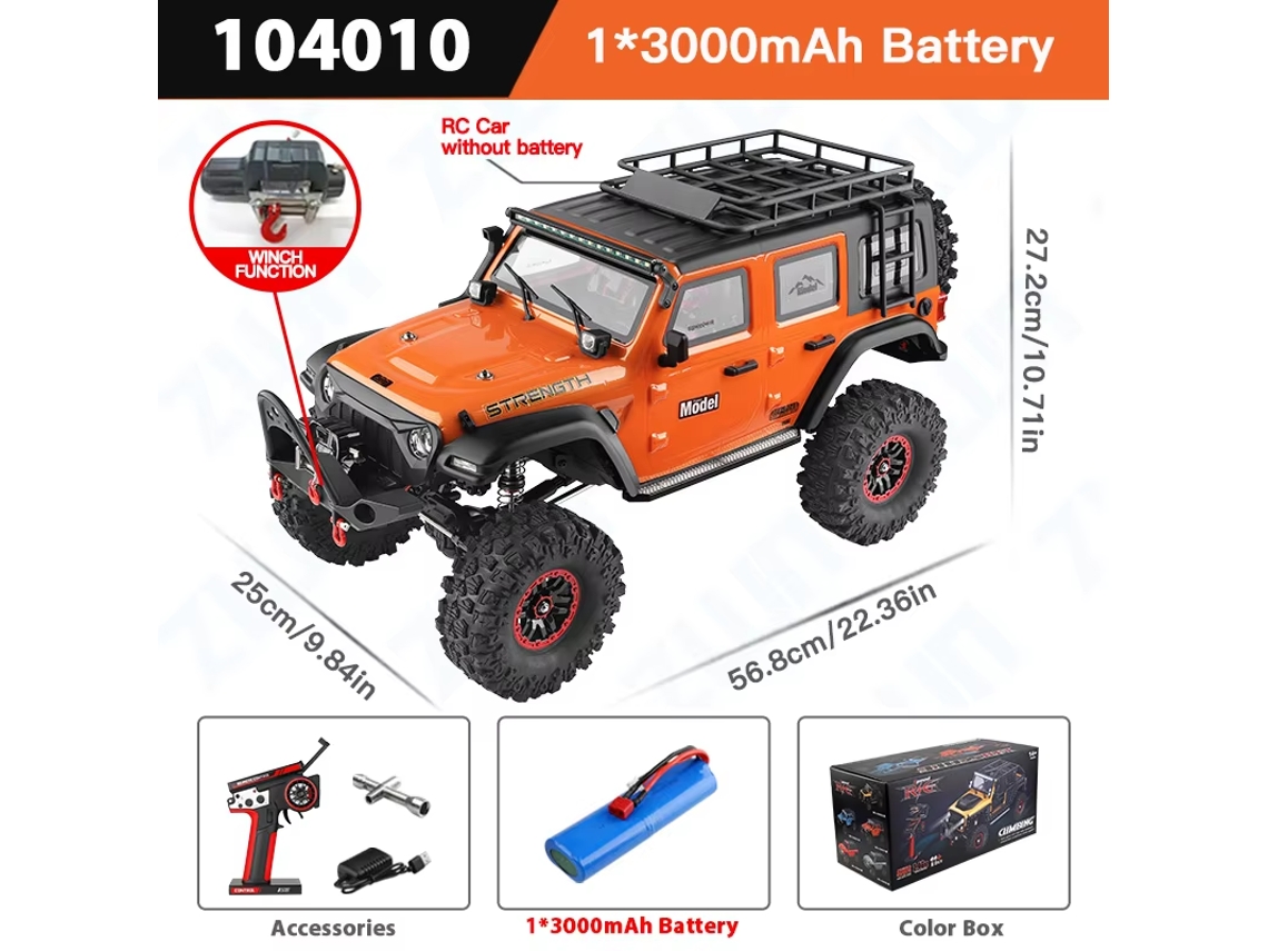 Coche RC 1/10 Profesional 4x4 Todoterreno 2.4G con Luz, Escalada Eléctrica Grande Aeuzwr