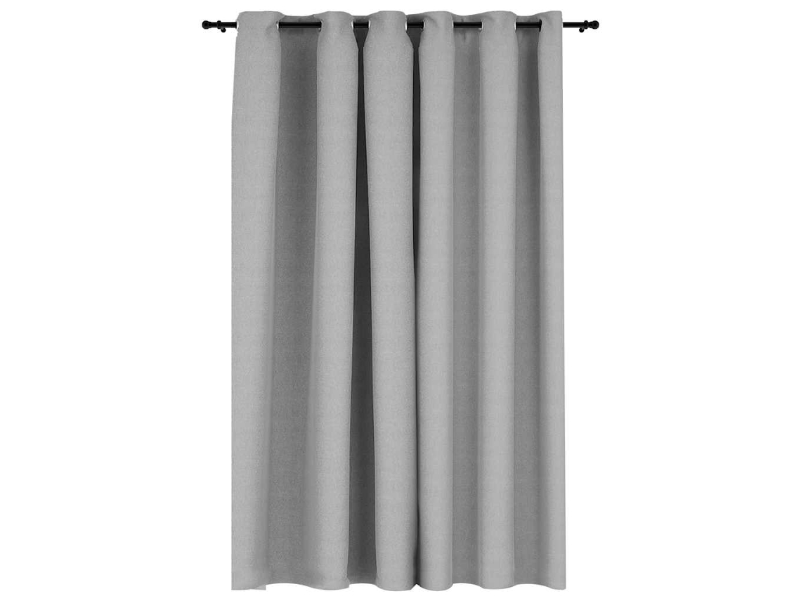 Maison Exclusive - Cortina Opaca Con Ojales Look De Lino Gris 290x245 Cm