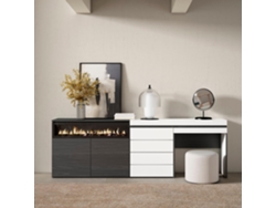 Aparador, 227x75x35 cm, Dormitorio, habitación, Chimenea eléctrica, Cómoda, Cajonera, Tocador, Blanco SKRAUT HOME