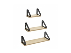 Estantería De Pared Relaxdays, Pack 3 Baldas (30/35/40 Cm), Efecto Madera Con Metal, Para Libros Y Decoración, Natural