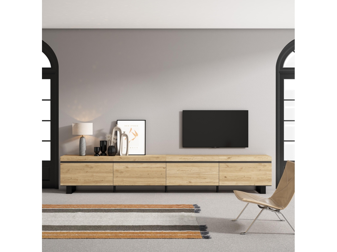 Mueble TV, Televisión, 320x57x35 cm, Para TV gran formato, Diseño industrial, Roble SKRAUT HOME