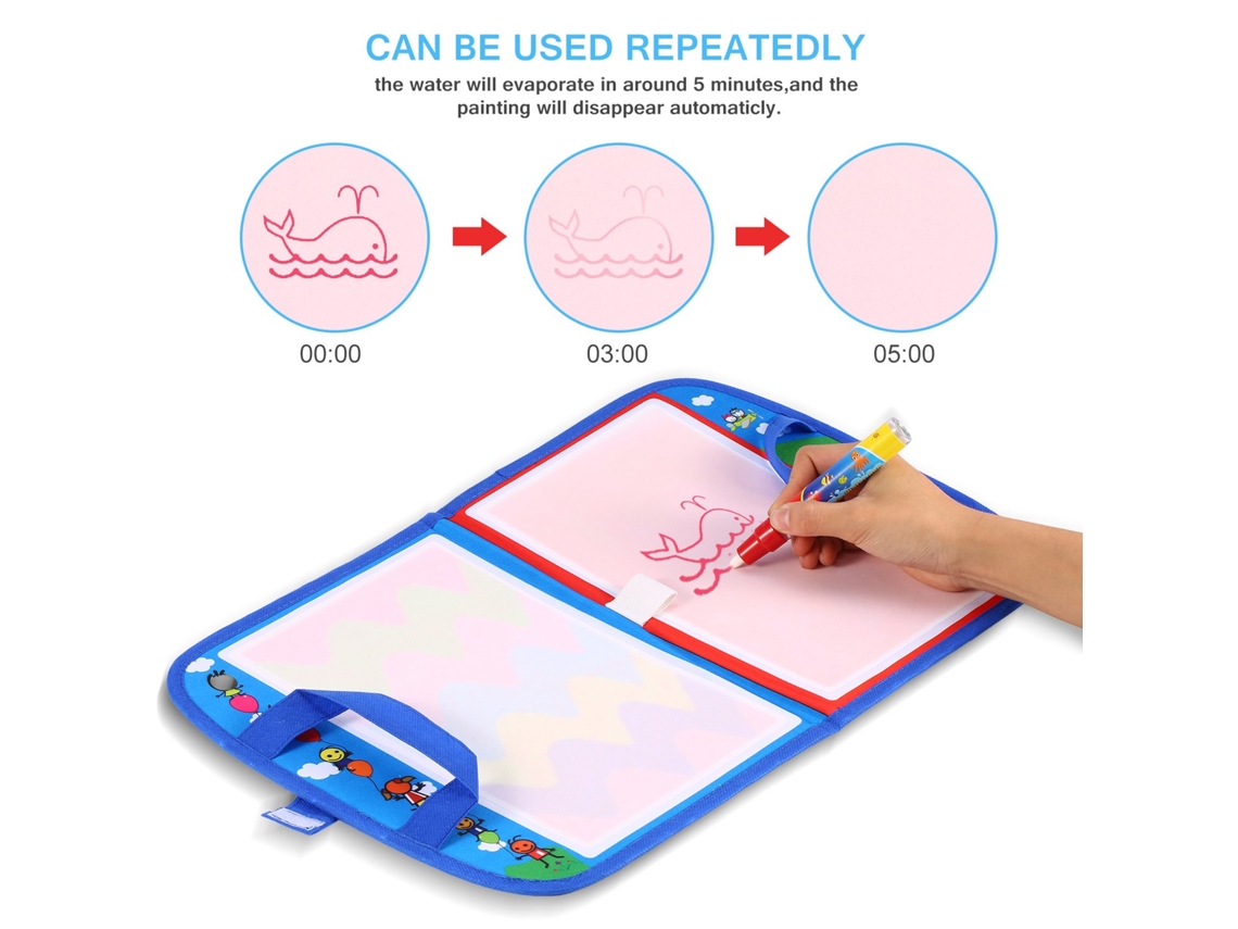 Tapete De Dibujo Con Agua Para Niños - Incluye Lápiz, Portátil Y Reutilizable.