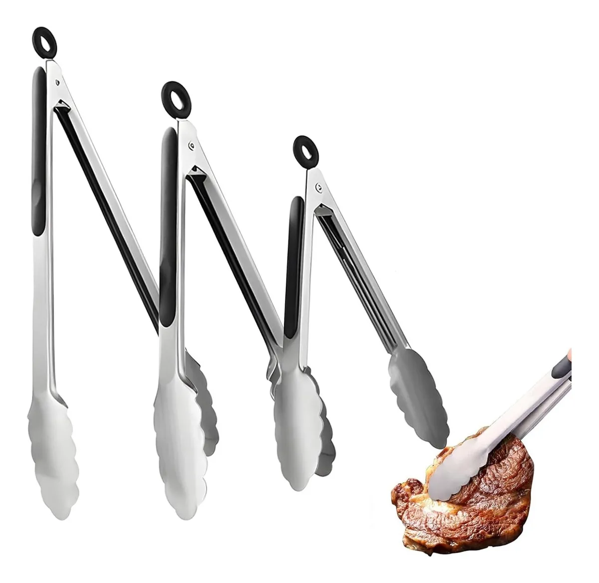 Pinzas de cocina de acero inoxidable, pinzas para barbacoa. Vayotoy