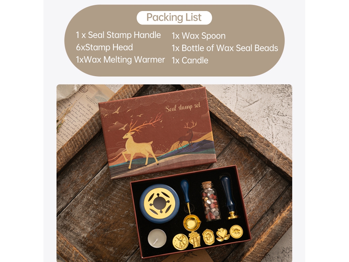 Kit De Sellos De Cera Con 6 Sellos Y Perlas De Cera Para Sobres, Invitaciones Y Manualidades.