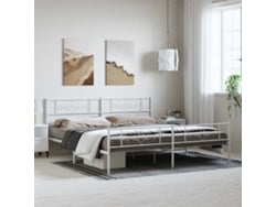 Estructura Cama Sin Colchón Con Estribo Metal Blanco 193x203 Cm