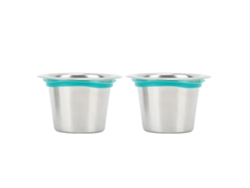 2 filtros de café de silicona y acero inoxidable, cápsulas reutilizables y rellenables.