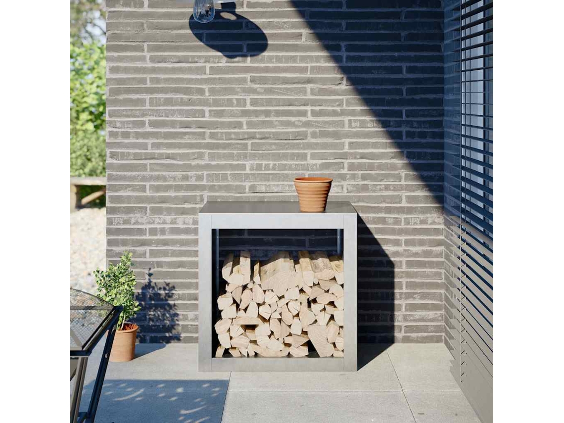 Estante para leña | Leñero de acero galvanizado de 60 x 40 x 60 cm Wsd546538 Lovely Home