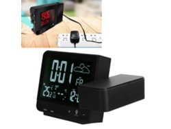 Proyector de Radio Despertador HURRISE con Cable con Termómetro e Higrómetro Interno y Externo