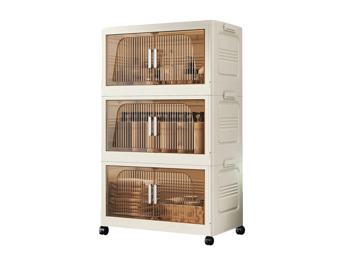 Caja de almacenamiento, diseño apilable, ruedas extraíbles, 3 niveles.