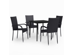 Conjunto 5 de comedor para jardín VIDAXL negro