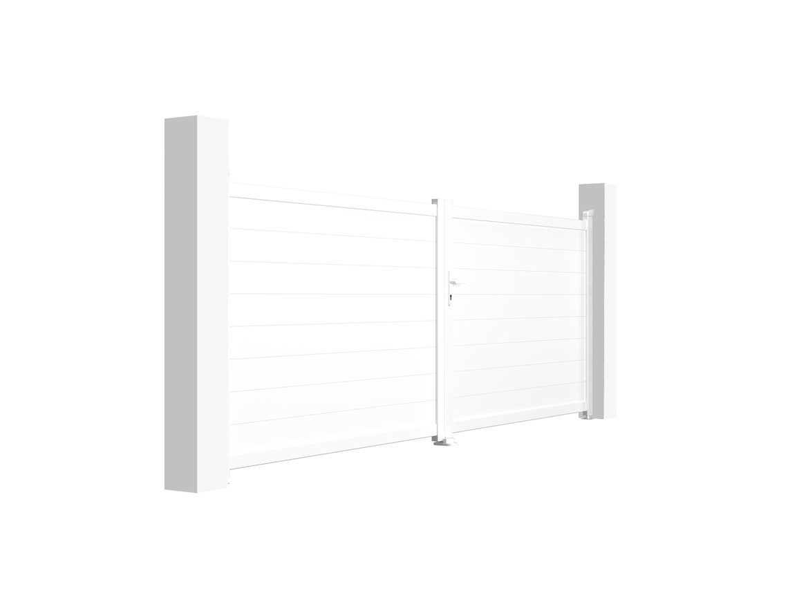 Cancela eléctrica batiente blanca EIGER 4m H.140cm + motor brazo b500