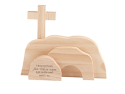 Adornos de madera para la escena de la Resurrección de Pascua