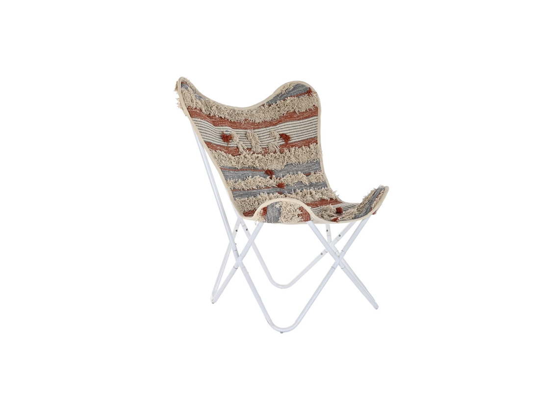 Sillon Algodon Hierro Mariposa Naranja 74x65x90cm