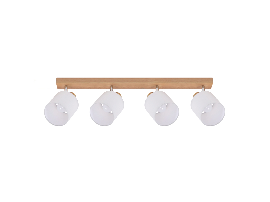 4 Focos de Techo Modernos de Madera para Salón E14 Giratorios 350 Máx.25W Lámpara de Pantalla de Tela para Dormitorio Sin Bombilla NETTLIFE