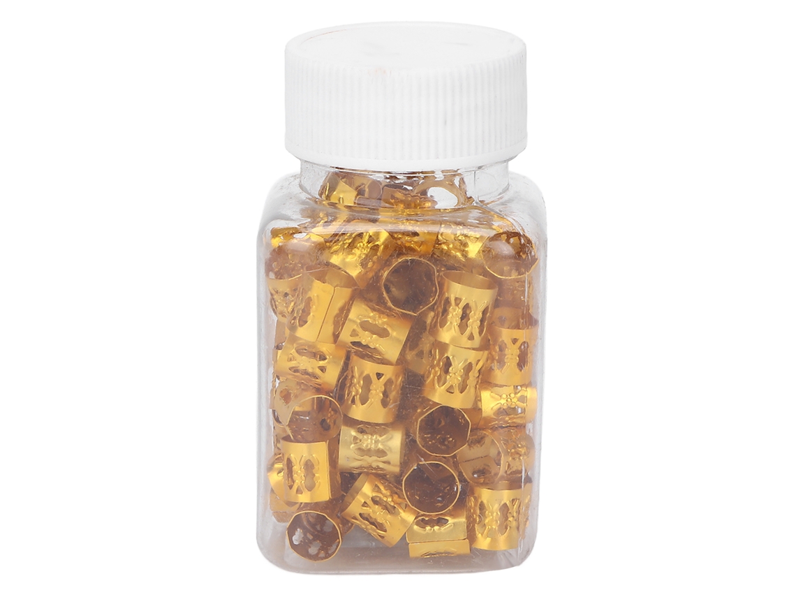 100 Piezas Perlas Para Rastas Moda Tendencia Huecas Resistentes A La Oxidación Tuberías Para Trenzas De Cabello Oro