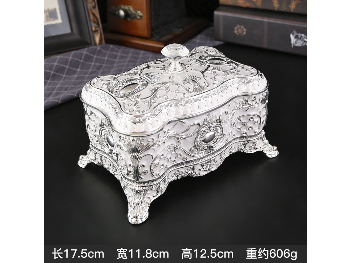 Caja De Joyería De Diamantes De Estilo Europeo (pequeña, Plateada) - Caja De Almacenamiento De Joyas Lujosa, Exquisita Y Creativa