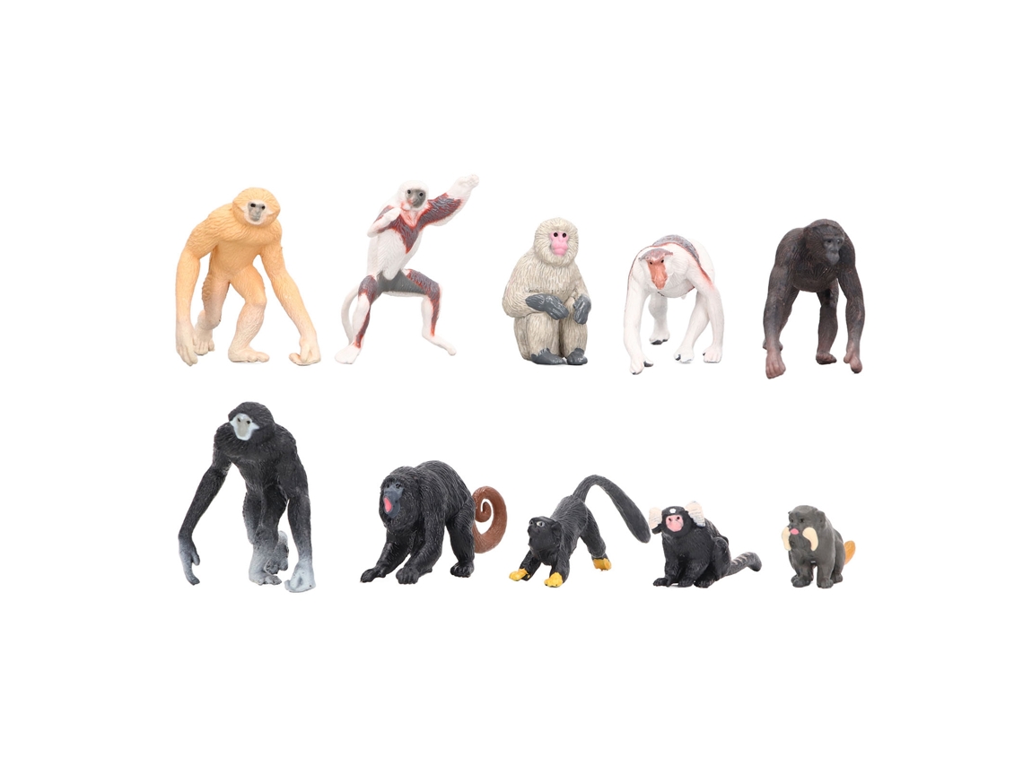10 Piezas Set De Modelos De Primates: Mono Narigudo, Gibón, Orangután, Lémur - Figuras De Plástico Para Decoración