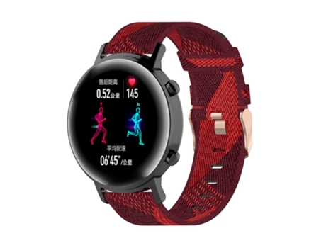 Correa de reloj de nailon a rayas de 20 mm para Huawei GT 2 de 42 mm / Honor Magic Watch 2 de 42 mm (rojo)