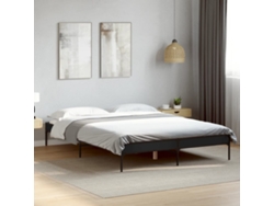 Estructura De Cama Madera De Ingeniería Y Metal Negro 150x200cm