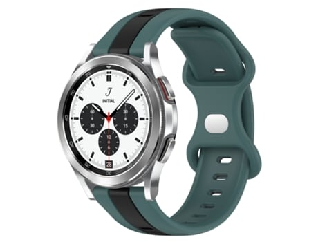 Correa de reloj inteligente para Samsung Galaxy Watch 4 Classic 42 mm 20 mm Mariposa Hebilla de silicona bicolor (verde + negro)