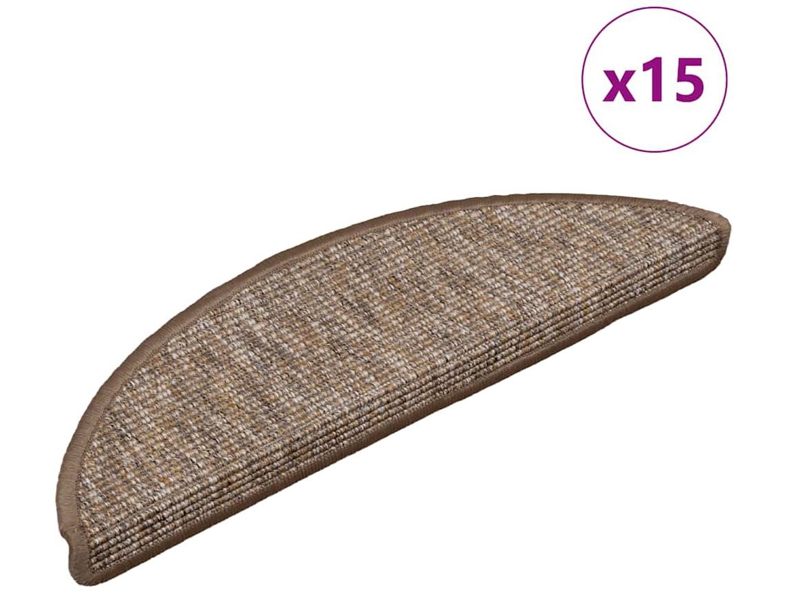 Conjunto 15 Alfombrilla de escaleras VIDAXL Marrón Tela (56x17x3 cm)
