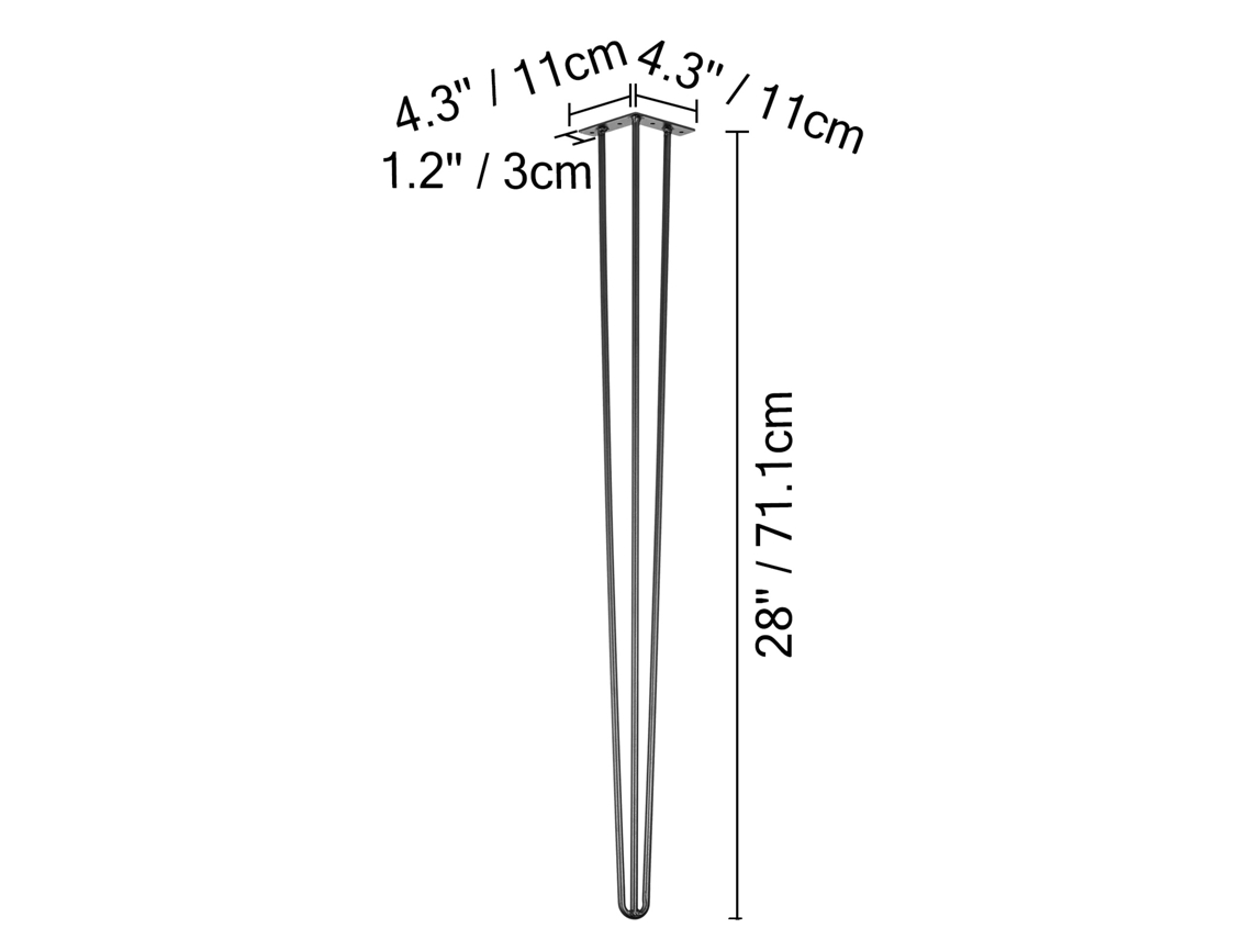 Patas de mesa estilo horquilla, acero resistente, 71 cm (28 pulgadas)