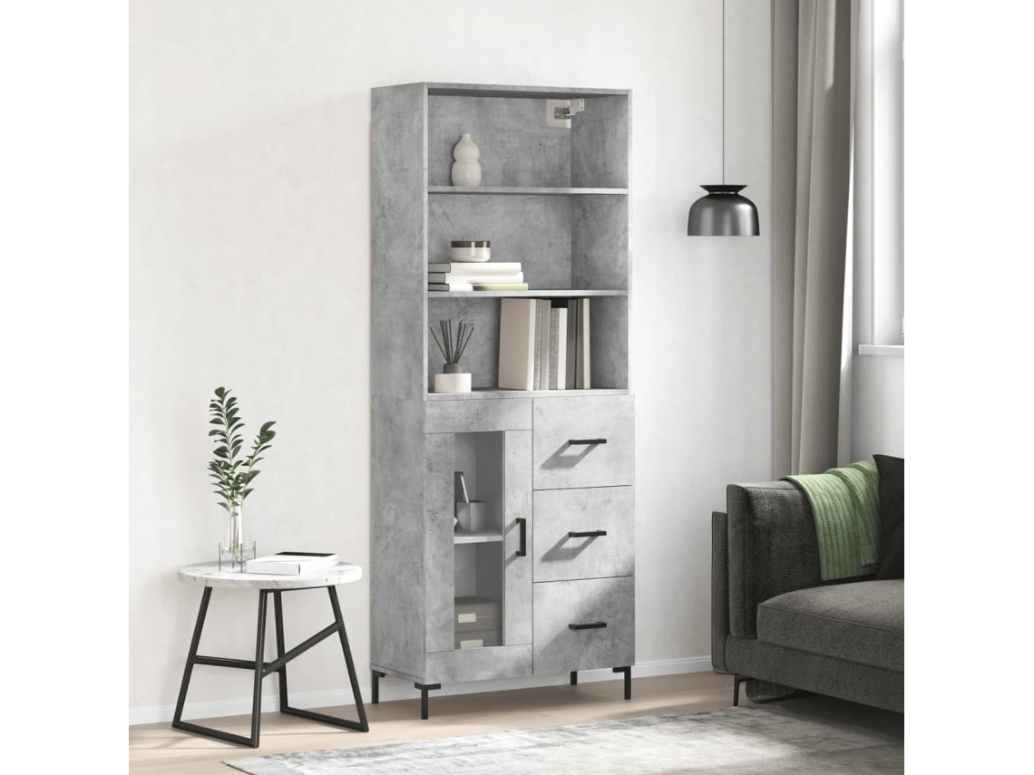 Aparador Alto Madera Contrachapada Gris Hormigón 69,5x34x180 Cm