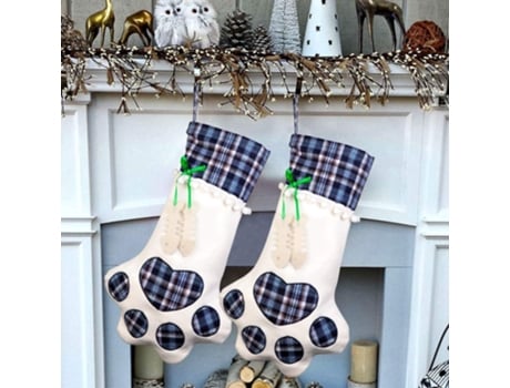 Calcetín de Navidad para gatos y mascotas, calcetín de Navidad colgante con pata grande para decoraciones de árboles de Navidad, 18 x 11 pulgadas