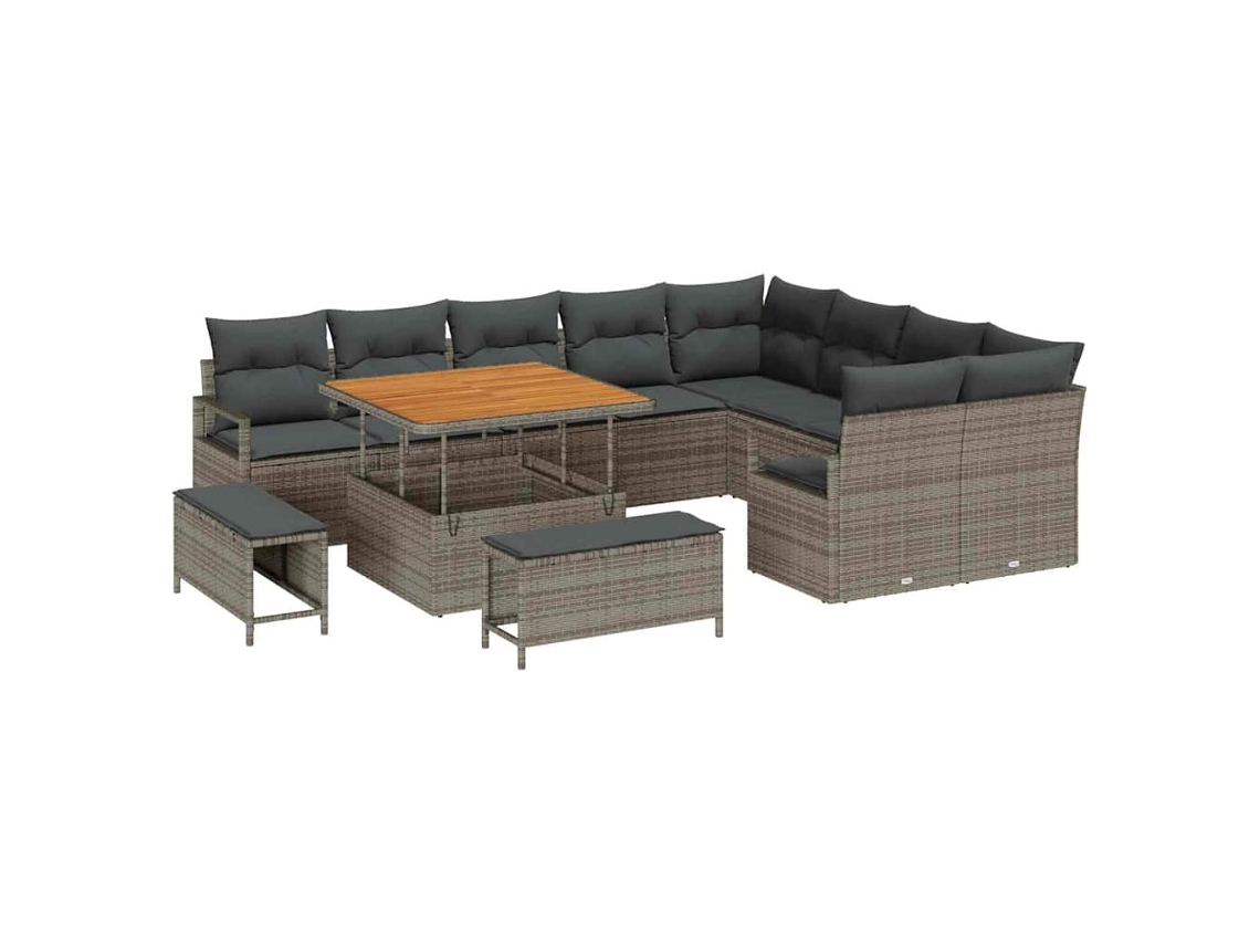 Maison Exclusive - Conjunto De Sofá De Jardín Con Cojín Con Almohada 12 Pcs Gris