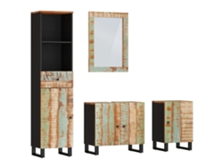 Conjunto de muebles de baño en madera reciclada. EXCLUSIVA DE MAISON.