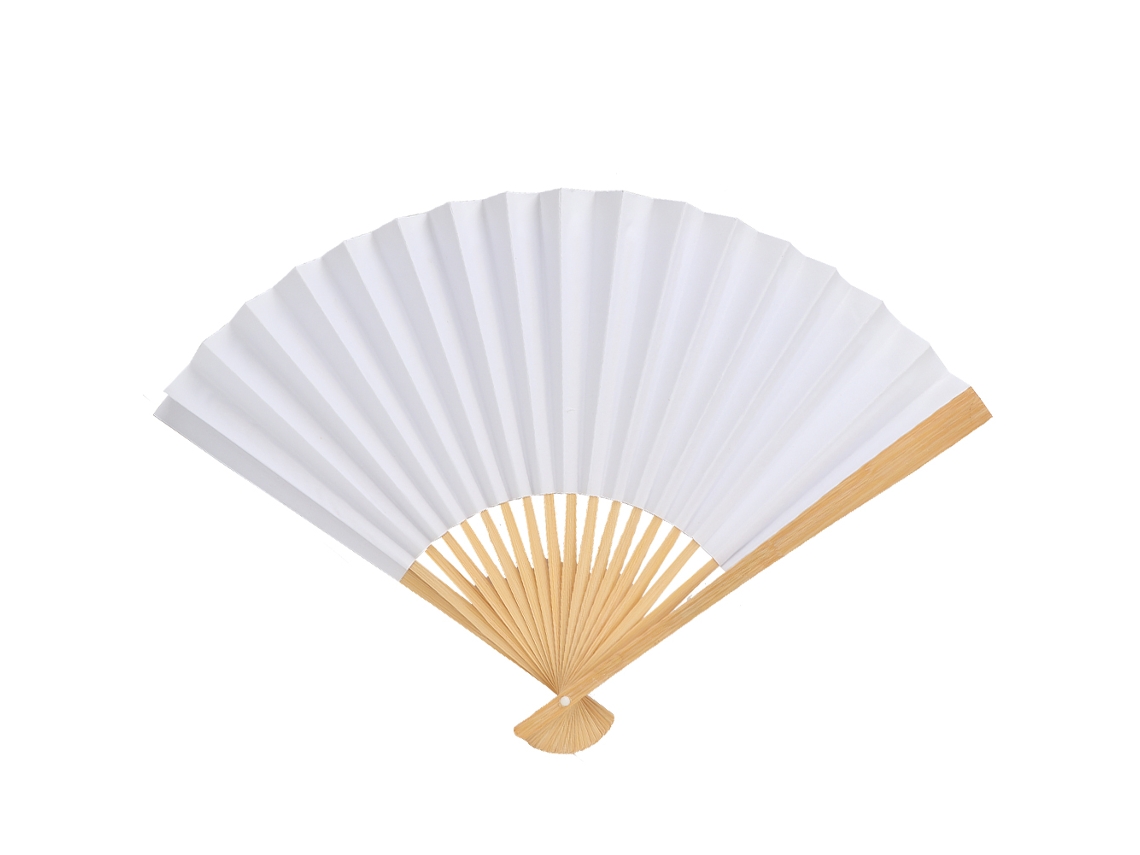 Abanico Plegable Blanco Diy Hecho De Papel Y Madera Para Pintar, Decorar Y Regalar.