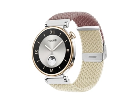 Correa de reloj inteligente para Huawei Watch GT4 41 mm Correa de reloj de nailon trenzado con hebilla integrada (púrpura humo + luz de estrellas)