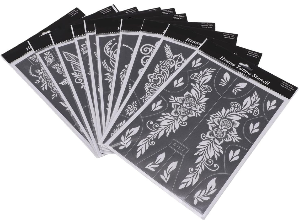 Plantillas Para Arte Corporal, 10 Hojas, Plantillas Temporales Reutilizables Para La Piel Con Pvc Para