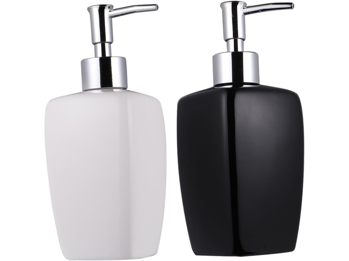 Dispensador de botellas de cerámica duradero para baño y cocina, juego de dos piezas, vacío, para gel de ducha y loción.