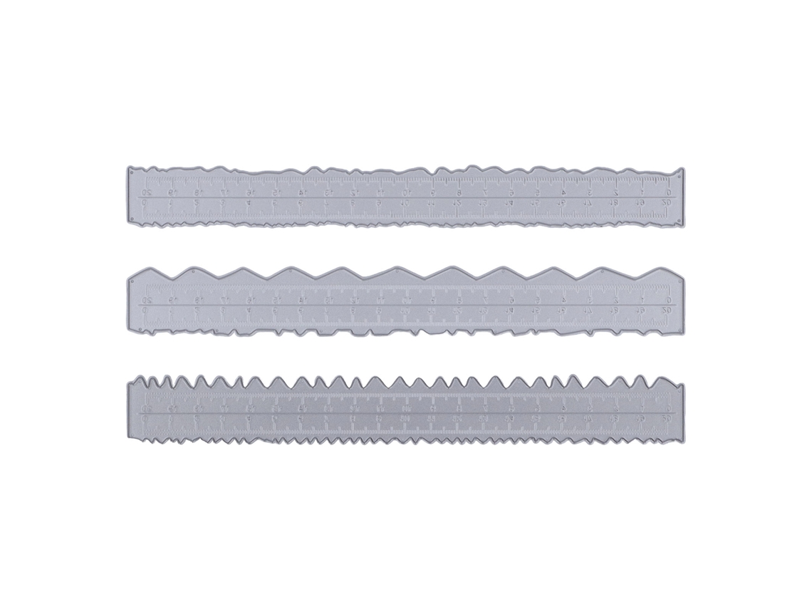 3pcs Regla De Bordes Irregulares Para Diy, Acero Carbono Grabado, Herramienta Ligera Para Fabricación De Tarjetas Decorativas