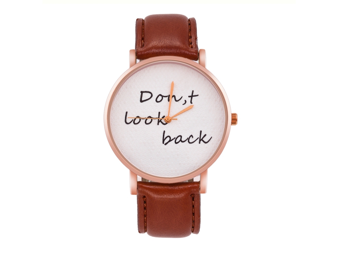 Reloj De Cuarzo Unisex Con Correa De Cuero Pu, Dial Con Letras, Casual, Zhoulianfa (café Claro)