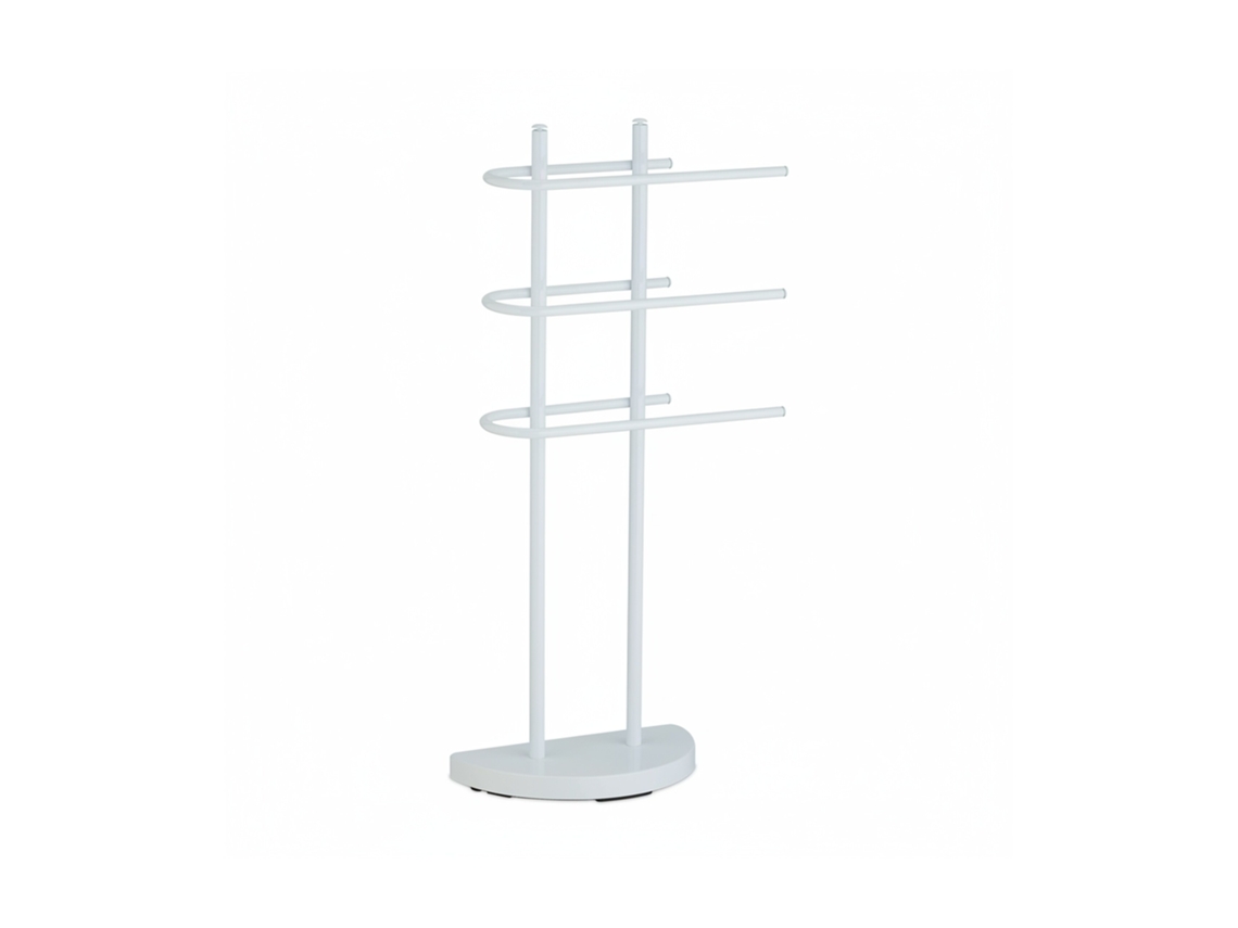 Relaxdays Toalheiro, 3 Hastes, Metal, A X L X P 83 X 39 X 18 Cm, Suporte De Roupa Livre, Toalheiro De Banho, Branco