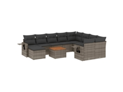 Maison Exclusive - Set De Sofás De Jardín 11 Pzas Y Cojines Ratán Sintético Gris