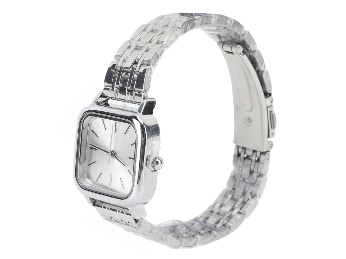 Reloj De Cuarzo Para Mujer, Brazalete De Acero Inoxidable, Estilo Cuadrado, Resistente Al Agua, Para Uso Diario, Color Plata.