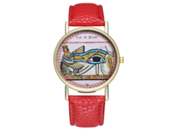 Reloj Unisex Informal De Cuarzo Con Piel Sintética, Diseño Especial Y Espejo Pulido (rojo).