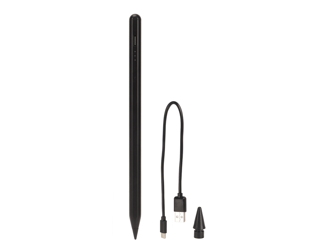 Lápiz óptico magnético tipo C para tableta iOS con rechazo de palma, sensibilidad a la inclinación e indicador LED negro dorado.