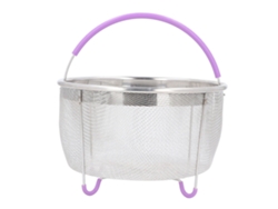 Cesta Vaporera De Acero Inoxidable Con Asa Para Ollas A Presión, 6 Cuartos De Galón, Malla Fina.